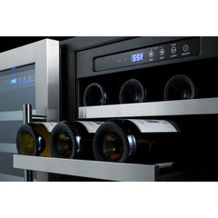 Summit 36" Wide Built-In Wine Cellar, ADA Compliant with 68 Bottle Capacity, Both Hinge, Glass Door, With Lock, 10 Extension Wine Racks, Digital Control, LED Light, Compressor Cooling, ETL Approved, Digital Thermostat, Automatic Defrost - SWC3668ADA - The Home Selection