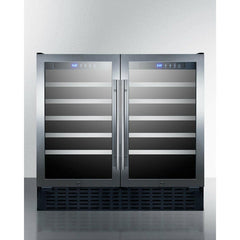 Summit 36" Wide Built-In Wine Cellar, ADA Compliant with 68 Bottle Capacity, Both Hinge, Glass Door, With Lock, 10 Extension Wine Racks, Digital Control, LED Light, Compressor Cooling, ETL Approved, Digital Thermostat, Automatic Defrost - SWC3668ADA - The Home Selection