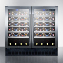 Summit 36" Wide Built-In Wine Cellar, ADA Compliant with 68 Bottle Capacity, Both Hinge, Glass Door, With Lock, 10 Extension Wine Racks, Digital Control, LED Light, Compressor Cooling, ETL Approved, Digital Thermostat, Automatic Defrost - SWC3668ADA - The Home Selection