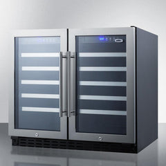 Summit 36" Wide Built-In Wine Cellar, ADA Compliant with 68 Bottle Capacity, Both Hinge, Glass Door, With Lock, 10 Extension Wine Racks, Digital Control, LED Light, Compressor Cooling, ETL Approved, Digital Thermostat, Automatic Defrost - SWC3668ADA - The Home Selection