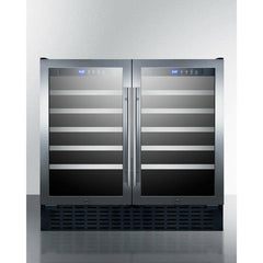 Summit 36" Wide Built-In Wine Cellar with 68 Bottle Capacity, Both Hinge, Glass Door, With Lock, 10 Extension Wine Racks, Digital Control, LED Light, Compressor Cooling, ETL Approved, Digital Thermostat, Automatic Defrost - SWC3668 - The Home Selection
