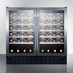 Summit 36" Wide Built-In Wine Cellar with 68 Bottle Capacity, Both Hinge, Glass Door, With Lock, 10 Extension Wine Racks, Digital Control, LED Light, Compressor Cooling, ETL Approved, Digital Thermostat, Automatic Defrost - SWC3668 - The Home Selection