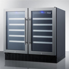 Summit 36" Wide Built-In Wine Cellar with 68 Bottle Capacity, Both Hinge, Glass Door, With Lock, 10 Extension Wine Racks, Digital Control, LED Light, Compressor Cooling, ETL Approved, Digital Thermostat, Automatic Defrost - SWC3668 - The Home Selection