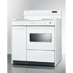 Summit 36" Wide Electric Coil Top Range with Oven Window, Side Storage and Clock - WEM430KW - The Home Selection