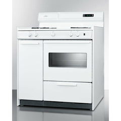 Summit 36" Wide Gas Range with Lower Broiler, Side Storage and Electronic Ignition: White - WNM4307 - The Home Selection