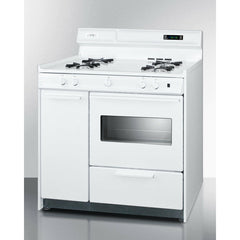 Summit 36" Wide Gas Range with Lower Broiler, Side Storage and Electronic Ignition: White - WNM4307 - The Home Selection