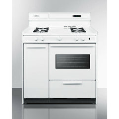 Summit 36" Wide Gas Range with Lower Broiler, Side Storage and Electronic Ignition: White - WNM4307 - The Home Selection
