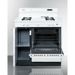 Summit 36" Wide Gas Range with Lower Broiler, Side Storage and Electronic Ignition: White - WNM4307 - The Home Selection