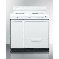 Summit 36" Wide Gas Range with Natural Gas, 4 Open Burners, 2.92 cu. ft. Total Oven Capacity, Broiler Drawer, Porcelain Construction - WNM430P - The Home Selection