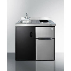 Summit 39" Wide All-In-One Kitchenette with Electric Smooth Top Burners - C39ELGLASSBK - The Home Selection