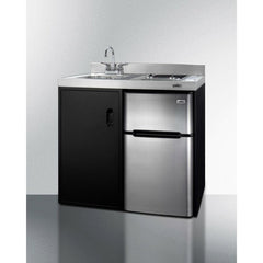 Summit 39" Wide All-In-One Kitchenette with Electric Smooth Top Burners - C39ELGLASSBK - The Home Selection