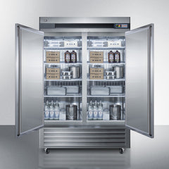 Summit 55" Stainless Steel All-Refrigerator with Adjustable Cantilevered Shelves, Self-Closing Door, Lock, Digital Thermostat - SCRR492 - The Home Selection