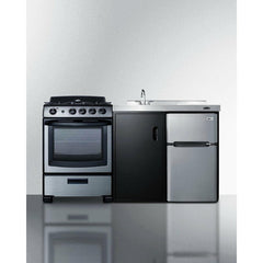 Summit 63" Wide All-in-One Kitchenette with Gas Range - ACK63GASBSS - The Home Selection