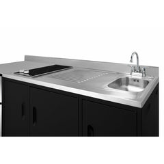 Summit 72" All-In-One Kitchenette with 3.2 cu. ft. Refrigerator-Freezer, 2 Element Electric Cooktop, Sink and Storage Cabinet in Black - CK72ADASINK - The Home Selection