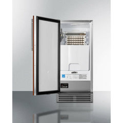 Summit Ice Makers 15" Ice Maker with up to 50 lb Daily Production, 25 lb Storage, Professional Towel Bar Handle, Interior Light, Automatic Defrost, Built In Pump, Ice Scoop Included, Energy Star, Insulated Storage Bin, in Panel Ready - BIM44GCSSIF - The Home Selection