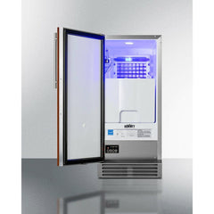 Summit Ice Makers 15" Ice Maker with up to 50 lb Daily Production, 25 lb Storage, Professional Towel Bar Handle, Interior Light, Automatic Defrost, Built In Pump, Ice Scoop Included, Energy Star, Insulated Storage Bin, in Panel Ready - BIM44GCSSIF - The Home Selection