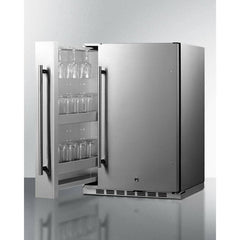 Summit Shallow Depth 24" Wide Outdoor Built-In All-Refrigerator With Slide-Out Storage Compartment - SPR196OS24 - The Home Selection