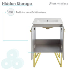Swiss Madison Annecy 24" Bathroom Vanity in Diamond Grey - SM-BV257E - The Home Selection
