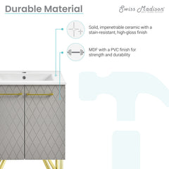 Swiss Madison Annecy 24" Bathroom Vanity in Diamond Grey - SM-BV257E - The Home Selection