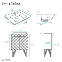 Swiss Madison Annecy 24" Bathroom Vanity in Diamond Grey - SM-BV257E - The Home Selection