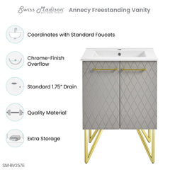 Swiss Madison Annecy 24" Bathroom Vanity in Diamond Grey - SM-BV257E - The Home Selection