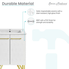 Swiss Madison Annecy 24" Bathroom Vanity in Galaxy White - SM-BV255W - The Home Selection