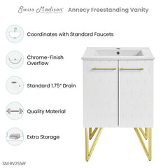 Swiss Madison Annecy 24" Bathroom Vanity in Galaxy White - SM-BV255W - The Home Selection