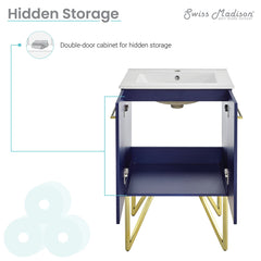 Swiss Madison Annecy 24" Bathroom Vanity in Granger Blue - SM-BV252L - The Home Selection