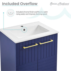 Swiss Madison Annecy 24" Bathroom Vanity in Granger Blue - SM-BV252L - The Home Selection