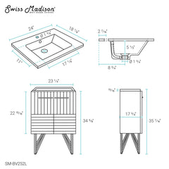 Swiss Madison Annecy 24" Bathroom Vanity in Granger Blue - SM-BV252L - The Home Selection