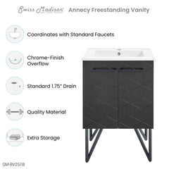 Swiss Madison Annecy 24" Bathroom Vanity in Phantom Black - SM-BV251B - The Home Selection