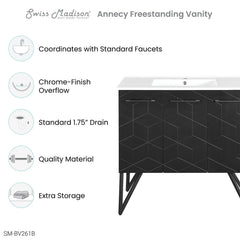 Swiss Madison Annecy 36" Bathroom Vanity in Phantom Black - SM-BV261B - The Home Selection