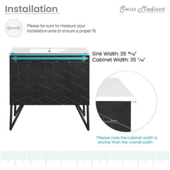 Swiss Madison Annecy 36" Bathroom Vanity in Phantom Black - SM-BV261B - The Home Selection