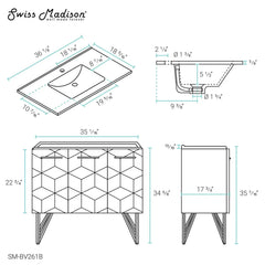 Swiss Madison Annecy 36" Bathroom Vanity in Phantom Black - SM-BV261B - The Home Selection