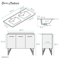 Swiss Madison Annecy 60" Bathroom Vanity - SM-BV2 - The Home Selection