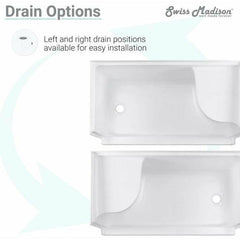 Swiss Madison Aquatique 60" x 32" Left Drain, Shower Base - SM-SB537 - The Home Selection