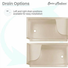 Swiss Madison Aquatique 60" x 32" Right Drain, Shower Base - SM-SB538 - The Home Selection