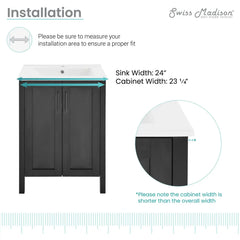 Swiss Madison Avallon 24" Bathroom Vanity in Matte Black - SM-BV280MB - The Home Selection