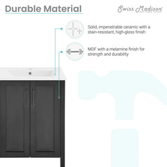 Swiss Madison Avallon 24" Bathroom Vanity in Matte Black - SM-BV280MB - The Home Selection
