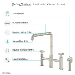 Swiss Madison Avallon Pro Widespread Kitchen Faucet with Side Sprayer SM-KF79 - The Home Selection