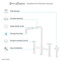 Swiss Madison Avallon Pro Widespread Kitchen Faucet with Side Sprayer SM-KF79 - The Home Selection