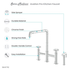 Swiss Madison Avallon Pro Widespread Kitchen Faucet with Side Sprayer SM-KF79 - The Home Selection