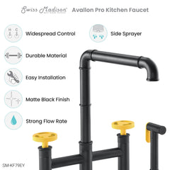 Swiss Madison Avallon Pro Widespread Kitchen Faucet with Side Sprayer SM-KF79 - The Home Selection