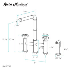 Swiss Madison Avallon Pro Widespread Kitchen Faucet with Side Sprayer SM-KF79 - The Home Selection