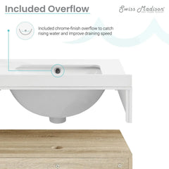 Swiss Madison ﻿Avancer 24" Wall-Mounted Bathroom Vanity in Calacatta and White Oak - SM-BV700 - The Home Selection