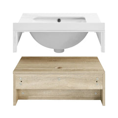 Swiss Madison ﻿Avancer 24" Wall-Mounted Bathroom Vanity in Calacatta and White Oak - SM-BV700 - The Home Selection