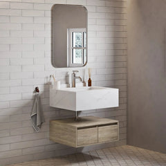Swiss Madison ﻿Avancer 24" Wall-Mounted Bathroom Vanity in Calacatta and White Oak - SM-BV700 - The Home Selection