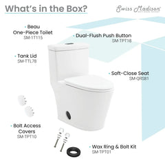 Swiss Madison Beau ﻿One-Piece Elongated Toilet Vortex™ Dual-Flush 1.1/1.6 gpf - SM-1T115 - The Home Selection