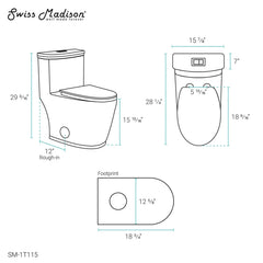 Swiss Madison Beau ﻿One-Piece Elongated Toilet Vortex™ Dual-Flush 1.1/1.6 gpf - SM-1T115 - The Home Selection