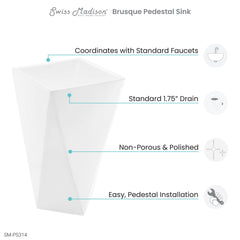 Swiss Madison Brusque One-Piece Pedestal Sink - ﻿SM-PS314 - The Home Selection